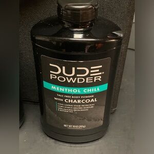 Dude  10 oz Menthol Chill Charcoal Body Powder. NEW. Grooming